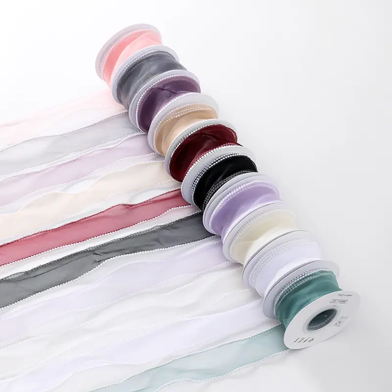 5yards/Roll 40mm Fishtail Organza Ribbon with Faux Pearl for Christmas Gift Packaging Wedding Birthday Party Flower Decoration