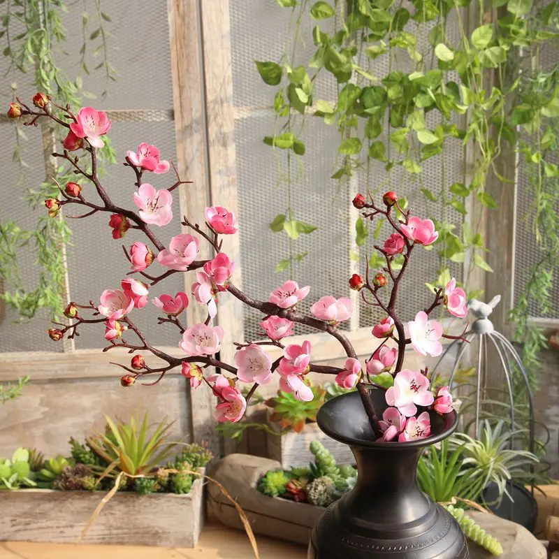1pc 93cm Artificial Plum Blossom Flower Branch Silk Cherry Fake Flowers Wedding Home Garden Party Supplies Decoration Maison