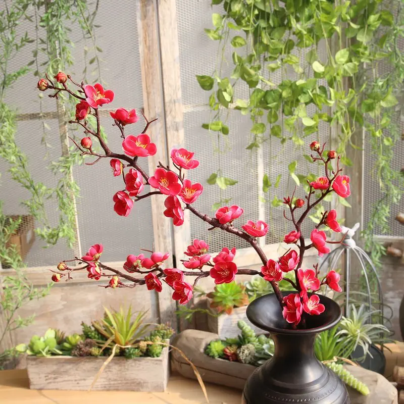 1pc 93cm Artificial Plum Blossom Flower Branch Silk Cherry Fake Flowers Wedding Home Garden Party Supplies Decoration Maison