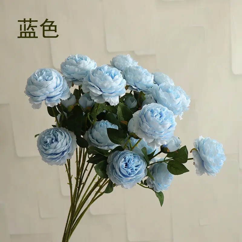 Rose Artificial Flowers 3 Heads Pink White Peonies Silk Flower Wedding Garden Decoration Fake Flower Bouquet Peony Color
