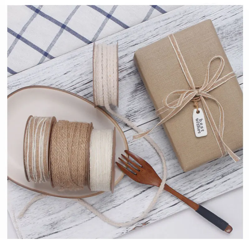 100M Natural Jute Burlap Ribbon Rustic Vintage Wedding Decor 5mm Width Hessian Lace Tape Christmas Birthday Party Supplies DIY