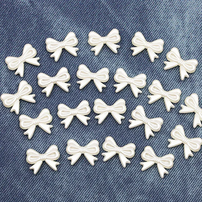 (50Pcs/pack) 18x14mm Transparent White Rose Flower Bowknot Beads Acrylic Plastic Lucite for Bracelet Making