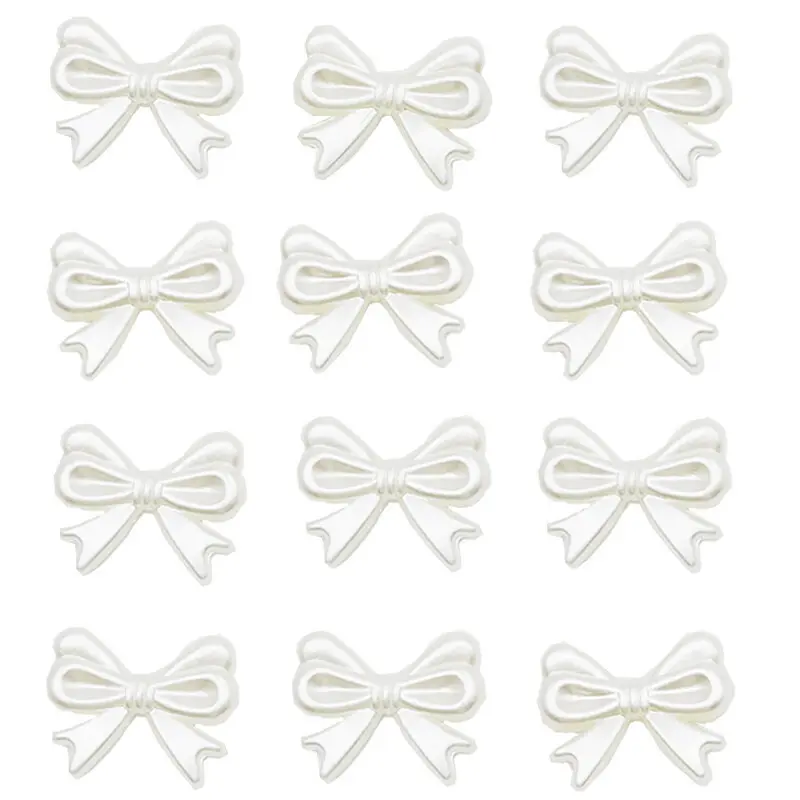 (50Pcs/pack) 18x14mm Transparent White Rose Flower Bowknot Beads Acrylic Plastic Lucite for Bracelet Making