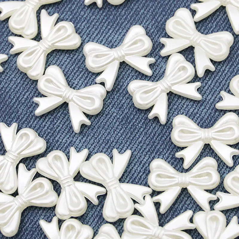(50Pcs/pack) 18x14mm Transparent White Rose Flower Bowknot Beads Acrylic Plastic Lucite for Bracelet Making
