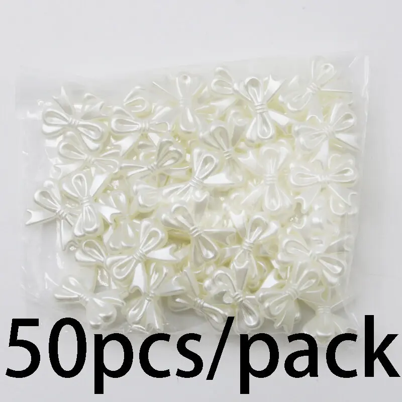 (50Pcs/pack) 18x14mm Transparent White Rose Flower Bowknot Beads Acrylic Plastic Lucite for Bracelet Making