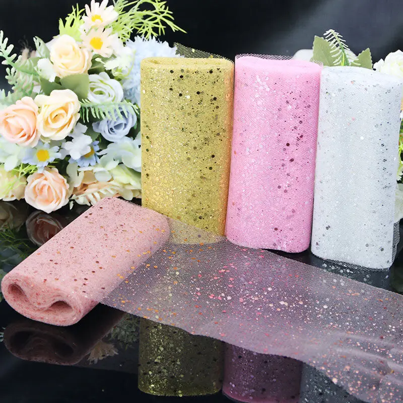 (10 Yards/roll) 15cm Wide Mesh Lace Powder Party Christmas Decoration Bouquet Packaging Festival Celebration Ribbon Home DIY