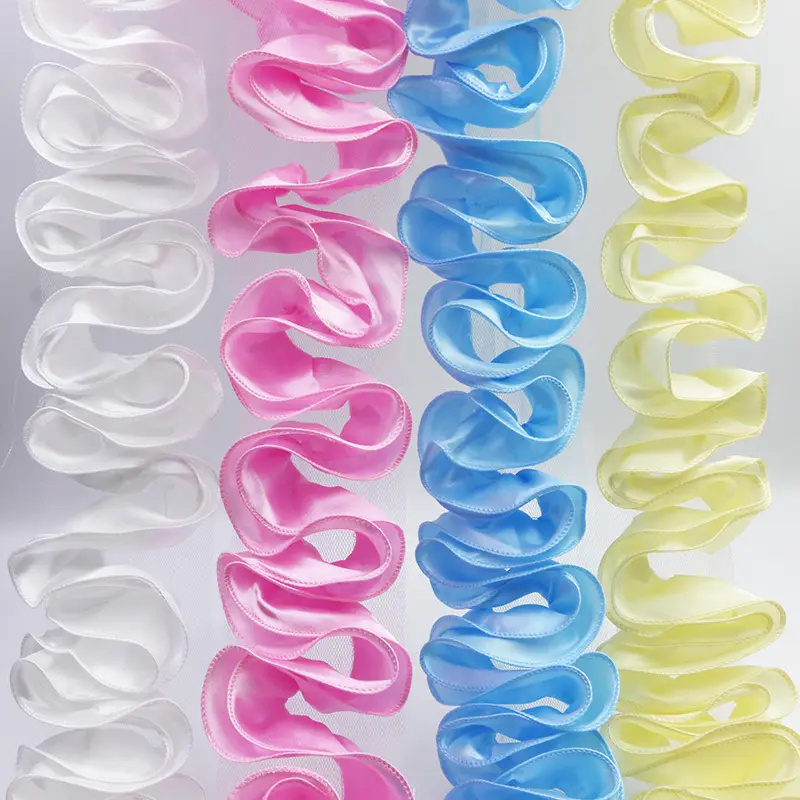 (1 Yard/pack) 9cm Polyester Wave Lace Three-dimensional Laces Dress For Clothing Home Decoration French Pleated Soft Fabric DIY