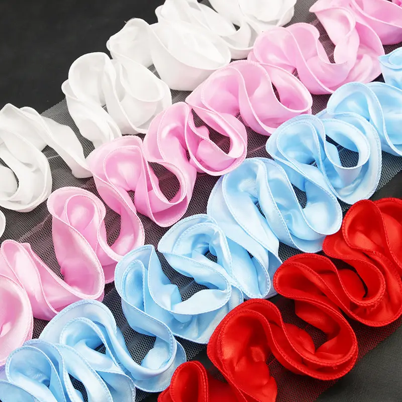(1 Yard/pack) 9cm Polyester Wave Lace Three-dimensional Laces Dress For Clothing Home Decoration French Pleated Soft Fabric DIY