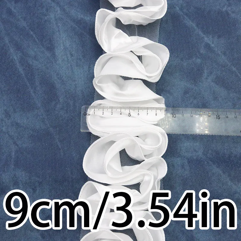(1 Yard/pack) 9cm Polyester Wave Lace Three-dimensional Laces Dress For Clothing Home Decoration French Pleated Soft Fabric DIY