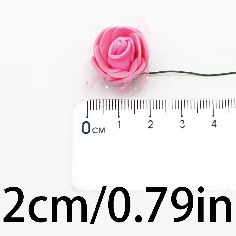 (144Pcs/pack)Mini 2cm Artificial Roses Handmade Fake Rose Flower Heads Graduation Christmas Halloween Decorations Gauze DIY