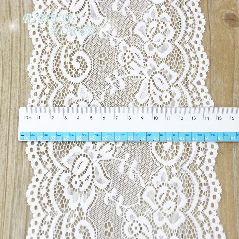(3Meter/roll) 15cm White Elastic Lace Fabric French Hollow Underwear Laces Trim DIY Clothing Decoration Design
