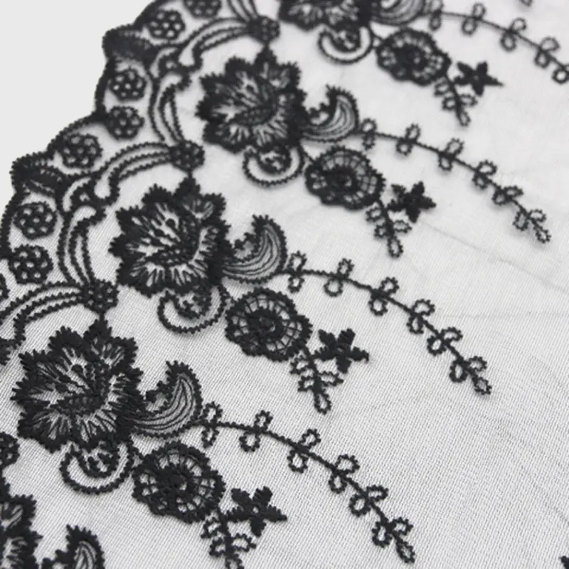 (1 Yard/pack) 23cm Exquisite Embroidered Mesh Lace Fabric Accessories Laces Material Handmade Wedding Dress Hemline Collar DIY