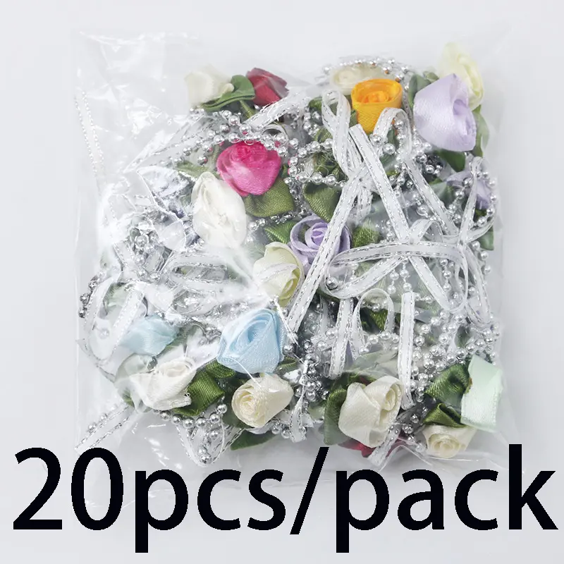 (20pcs/Pack)55*50mm Two Tone Ribbon Rose 3D Wedding Gift Box Decoration Wrist Flower Wedding Brooch Chest Flower Accessories DIY