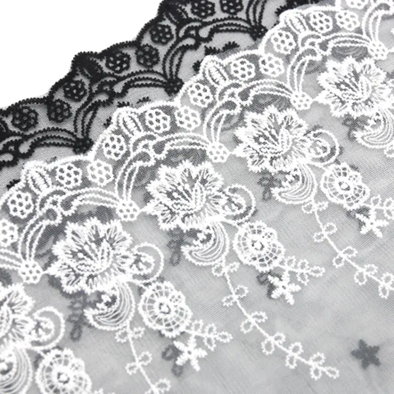 (1 Yard/pack) 23cm Exquisite Embroidered Mesh Lace Fabric Accessories Laces Material Handmade Wedding Dress Hemline Collar DIY