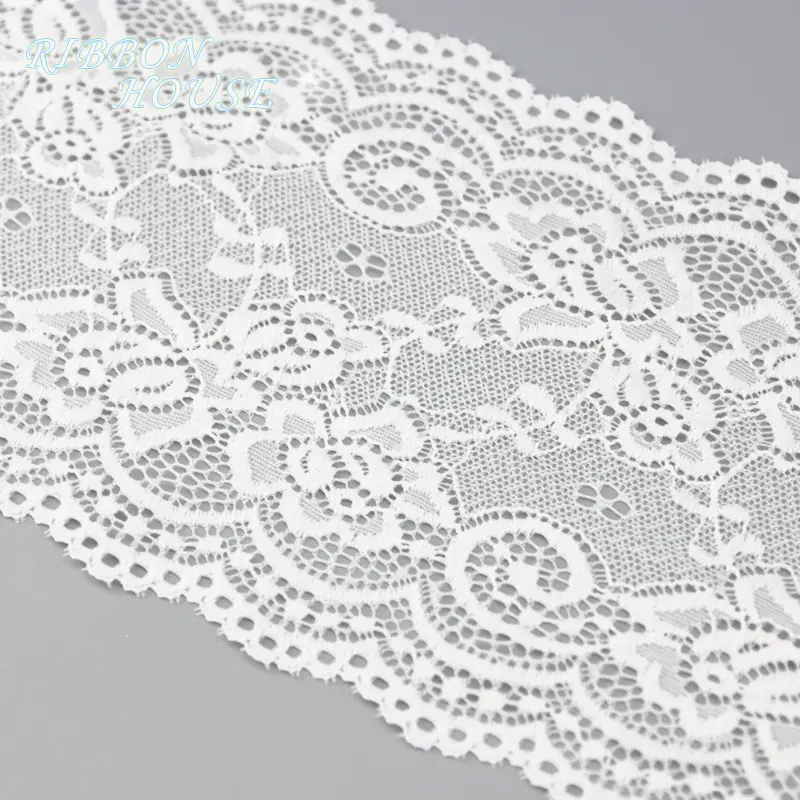 (3Meter/roll) 15cm White Elastic Lace Fabric French Hollow Underwear Laces Trim DIY Clothing Decoration Design
