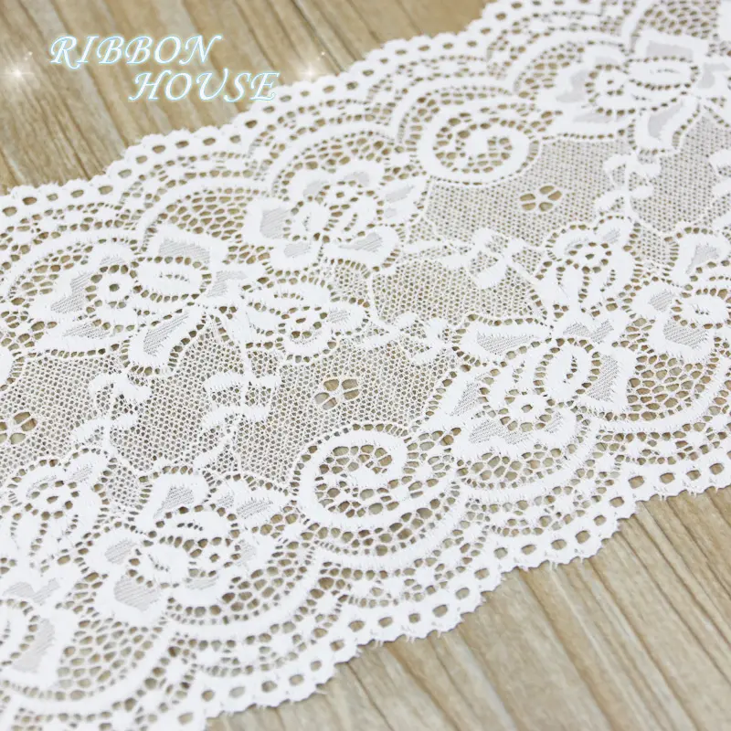 (3Meter/roll) 15cm White Elastic Lace Fabric French Hollow Underwear Laces Trim DIY Clothing Decoration Design
