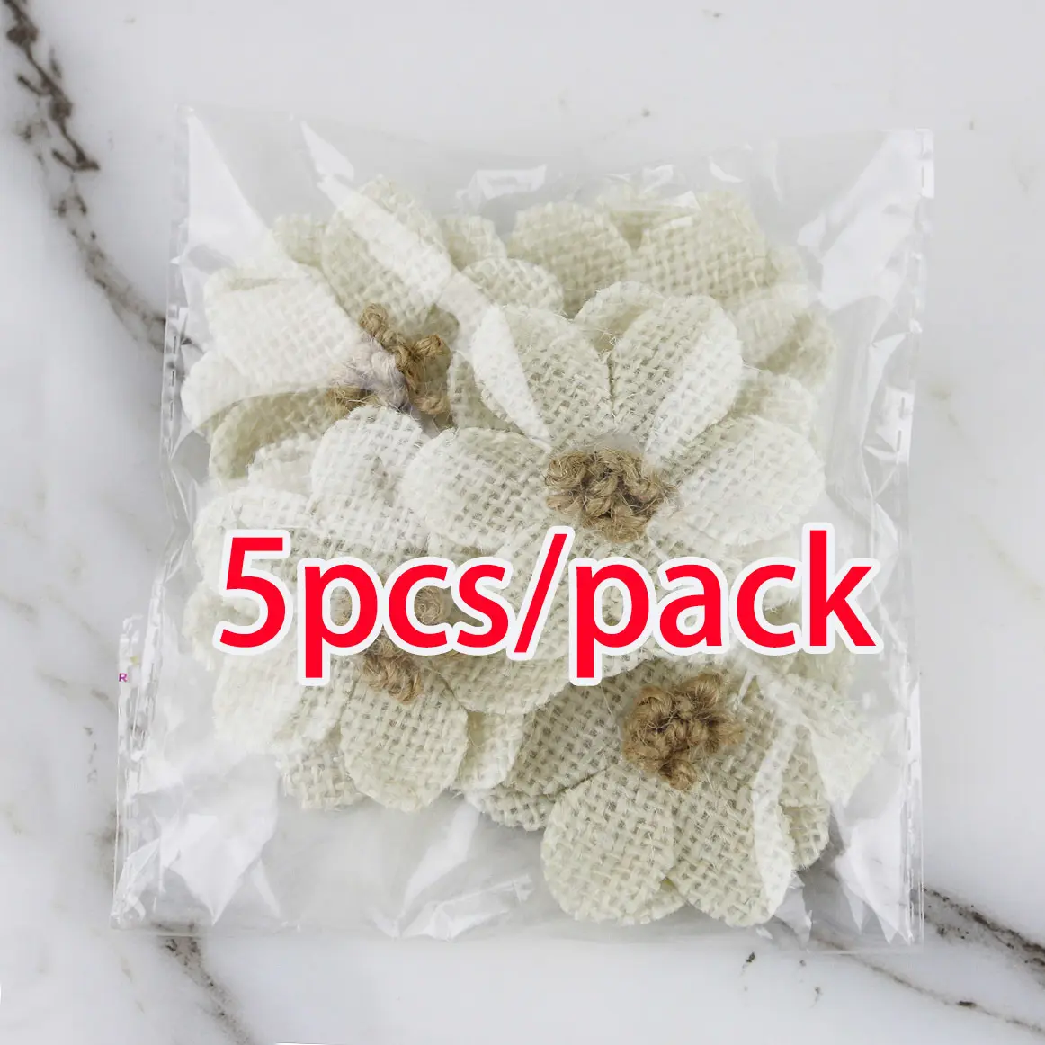 (5 Pcs/pack) 60mm Linen Daisy Artificial Handmade Flower Retro Wedding Dress Home Clothing Party Decoration Process Accessories