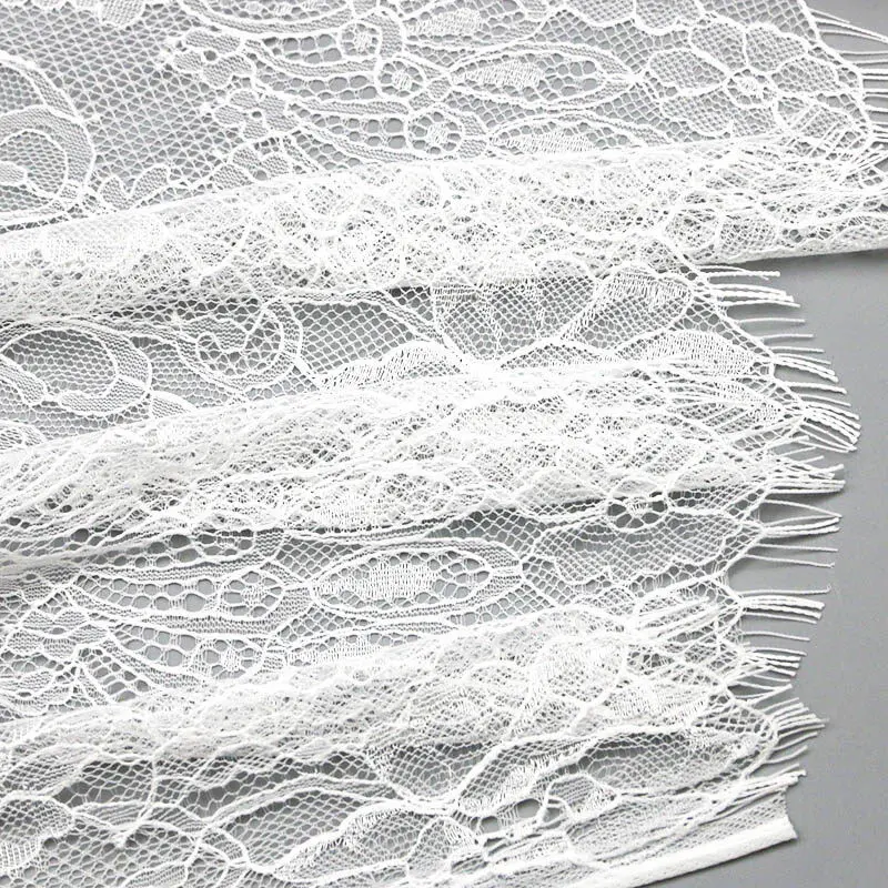 (3Meter/pack) 32cm Double Eyelash Lace Soft Hollow Clothing Accessories Wedding Dress Making Hand Cutting Diy
