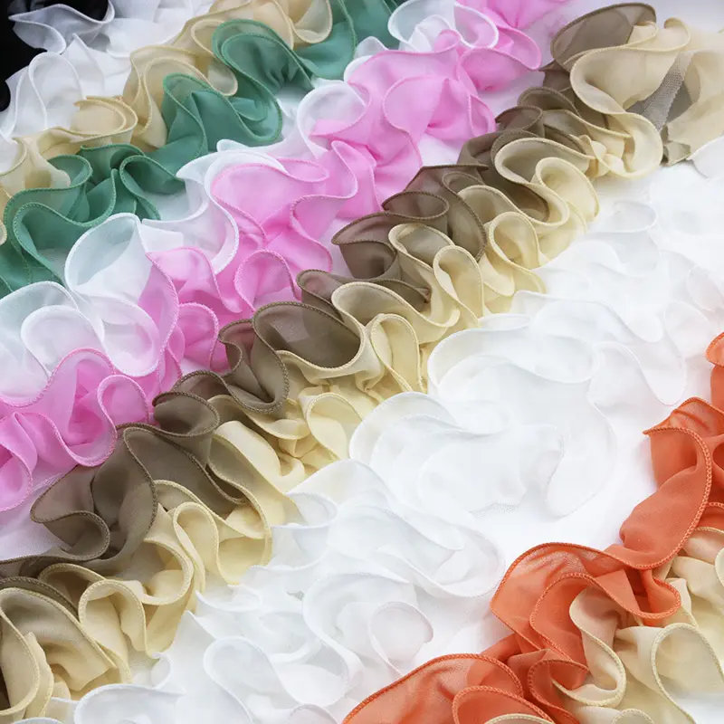(1 Yard/pcs) 11cm Double-layer Chiffon Splicing Color Lace Pearl Yarn Clothing Home Decoration Handicrafts DIY