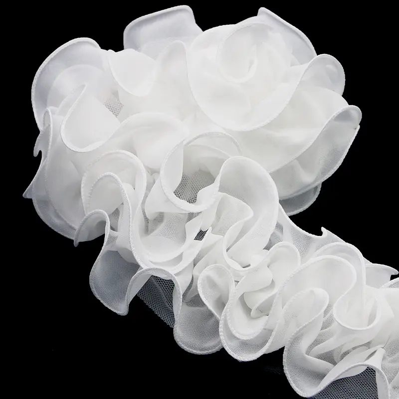 (1 Yard/pcs) 11cm Double-layer Chiffon Splicing Color Lace Pearl Yarn Clothing Home Decoration Handicrafts DIY