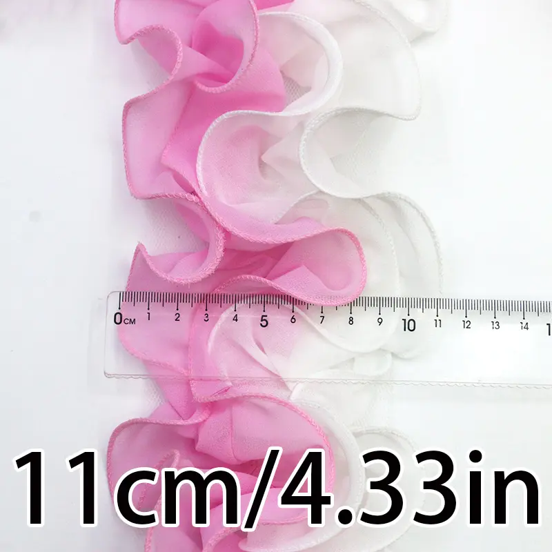 (1 Yard/pcs) 11cm Double-layer Chiffon Splicing Color Lace Pearl Yarn Clothing Home Decoration Handicrafts DIY