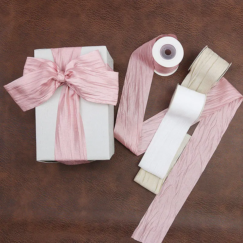 (10 Yards/pack) 5cm Pleated Glossy Ribbon Butterfly Ribbon Top Hat Clothing Accessories Polyester Bouquet Packaging Ribbons Lace