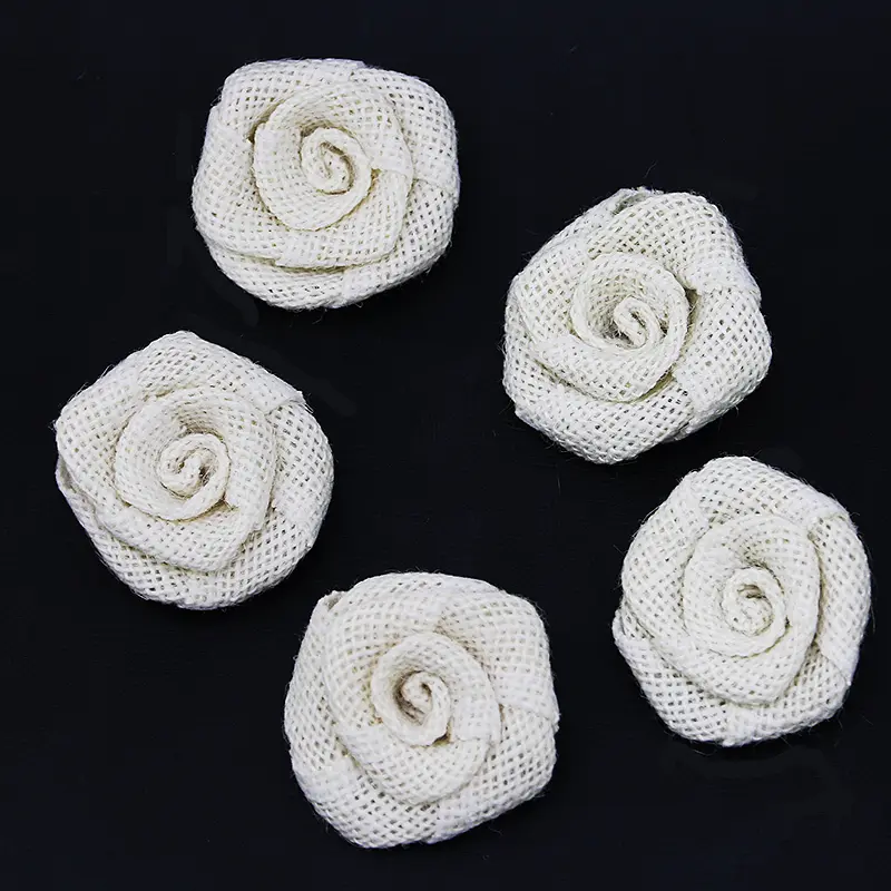 (5 Pcs/pack) 5cm Linen Rose Woven Artificial Plants Antique Home Wedding Dress Decoration Party Accessories Handicrafts