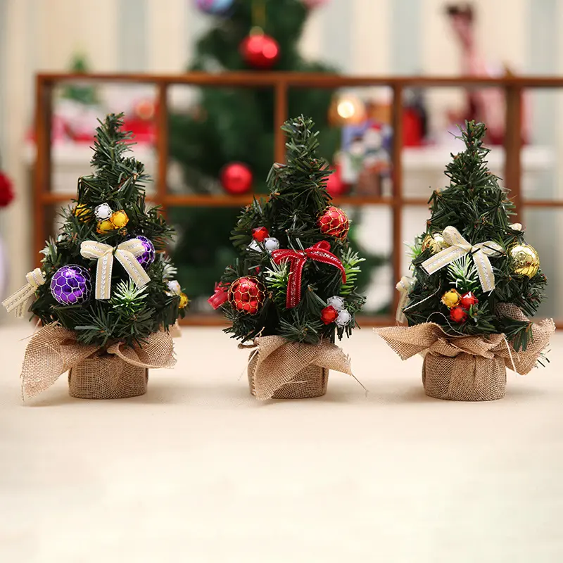 Green Christmas Tree Small Bow Decoration Party Supplies Holiday New Year's Christmas Golden Small BallDecorations