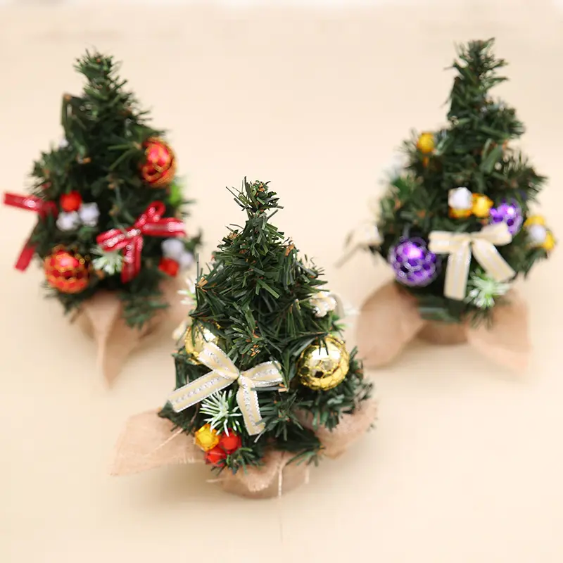 Green Christmas Tree Small Bow Decoration Party Supplies Holiday New Year's Christmas Golden Small BallDecorations