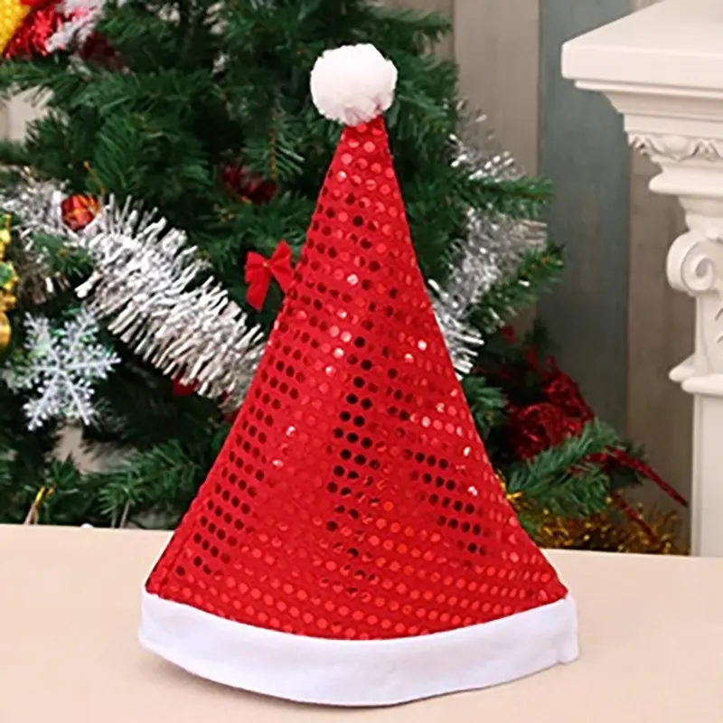 (1 Pcs/pack) 28x36cm Christmas Hat Glitter Carried Sparkling New Year Holiday Show Props Decorating Atmosphere Exquisite DIY