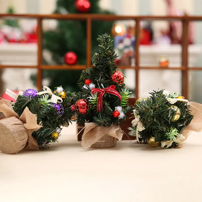 Green Christmas Tree Small Bow Decoration Party Supplies Holiday New Year's Christmas Golden Small BallDecorations