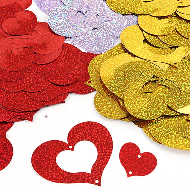 (100 Pieces/pack) Sequin Heart-shaped Pendant Decoration Wedding Decorations Party Birthday Venue Layout DIY Valentine's Day