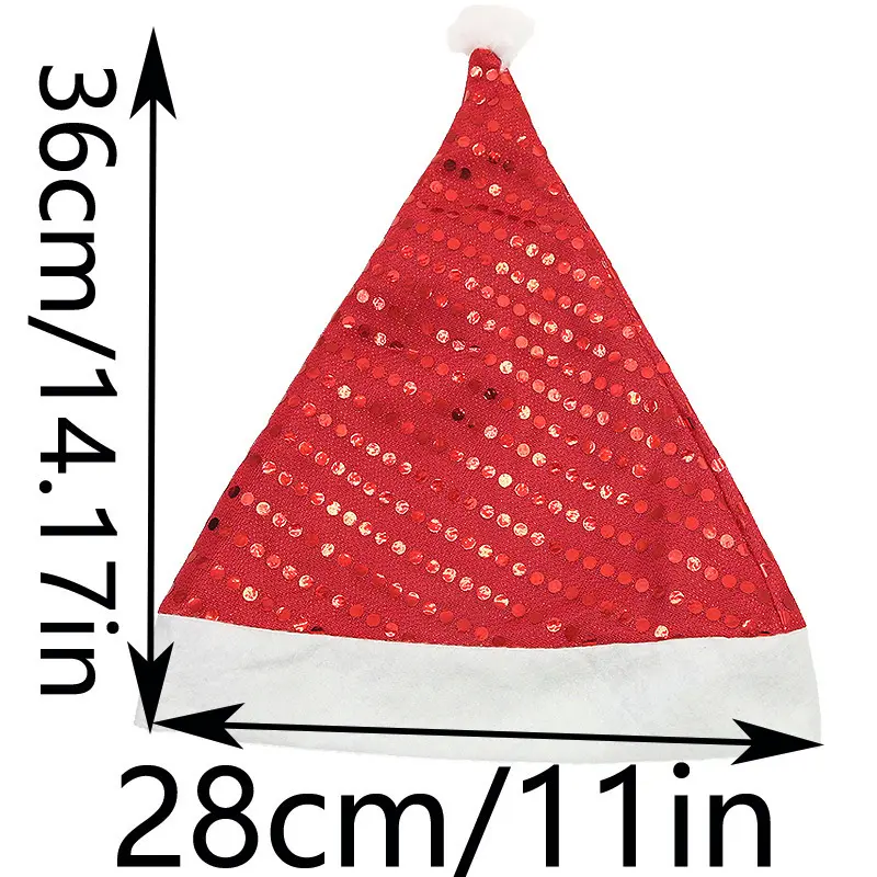 (1 Pcs/pack) 28x36cm Christmas Hat Glitter Carried Sparkling New Year Holiday Show Props Decorating Atmosphere Exquisite DIY