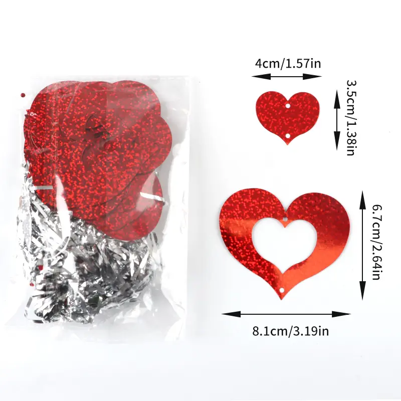 (100 Pieces/pack) Sequin Heart-shaped Pendant Decoration Wedding Decorations Party Birthday Venue Layout DIY Valentine's Day