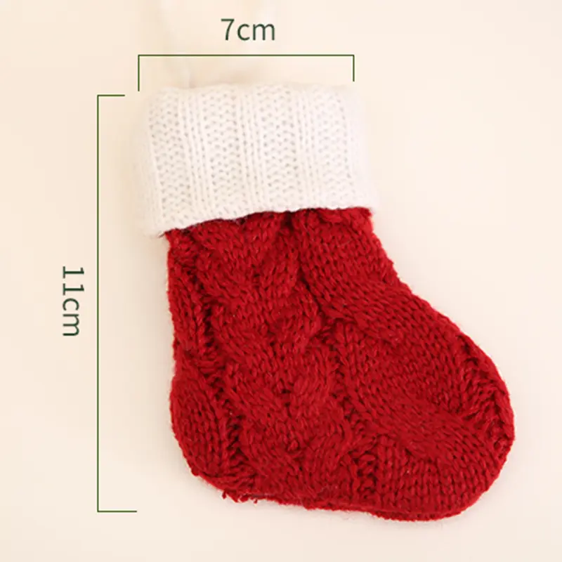 Christmas Sock For Gift Decorations Home Stocking Mini Sock Santa Claus Candy Gift Bag Xmas Tree Tableware Set