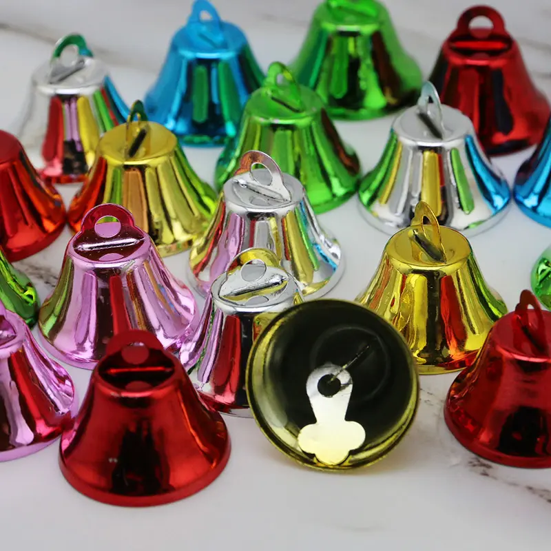 (20pcs/pack)25mm Colorful Bell Pendant Christmas Tree Holiday Party Decoration Handicrafts Creative Collar Bell DIY Wind Chime