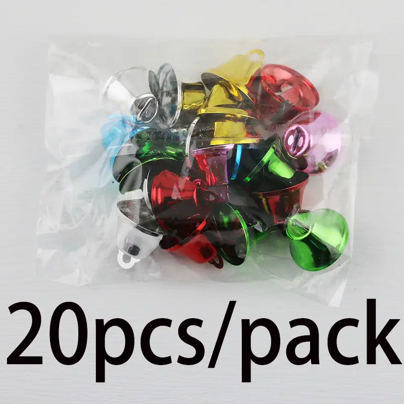 (20pcs/pack)25mm Colorful Bell Pendant Christmas Tree Holiday Party Decoration Handicrafts Creative Collar Bell DIY Wind Chime