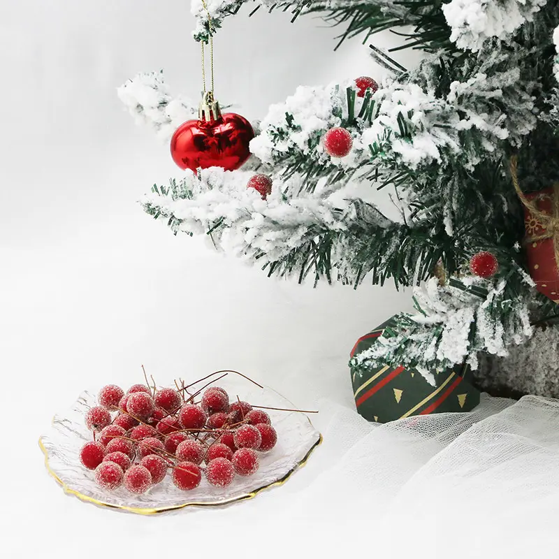(50 Pcs/pack)6cm Christmas Crystal Berry Single Artificial Fruit Decoration Xmas Tree Accessories Party DIY Christmas Gift DIY