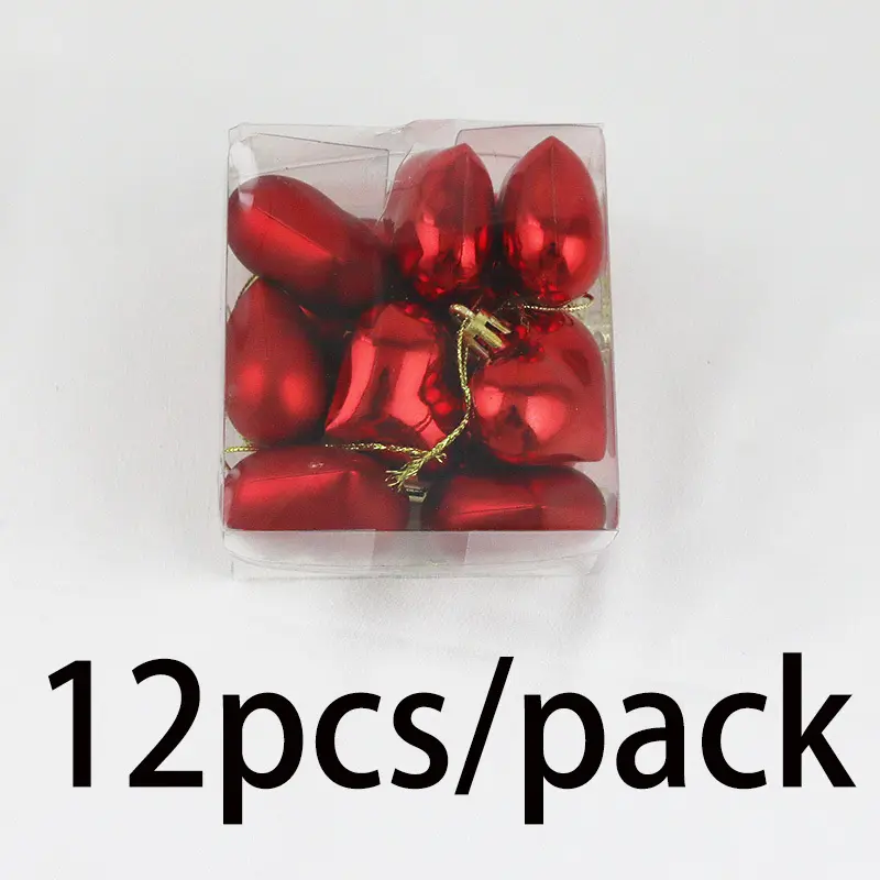 (12pcs/pack)5cm Christmas Tree Pendant Electroplated Heart Xmas Ball Pendant Plastic Matte Mix Decoration Accessories Party DIY