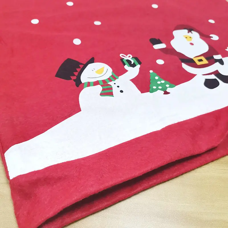(1pcs) 60cm*49cm Red Christmas Snowman And Santa Hat Chair Back Cover Xmas Chair Decoration Home Handmade DIY Christmas Decor
