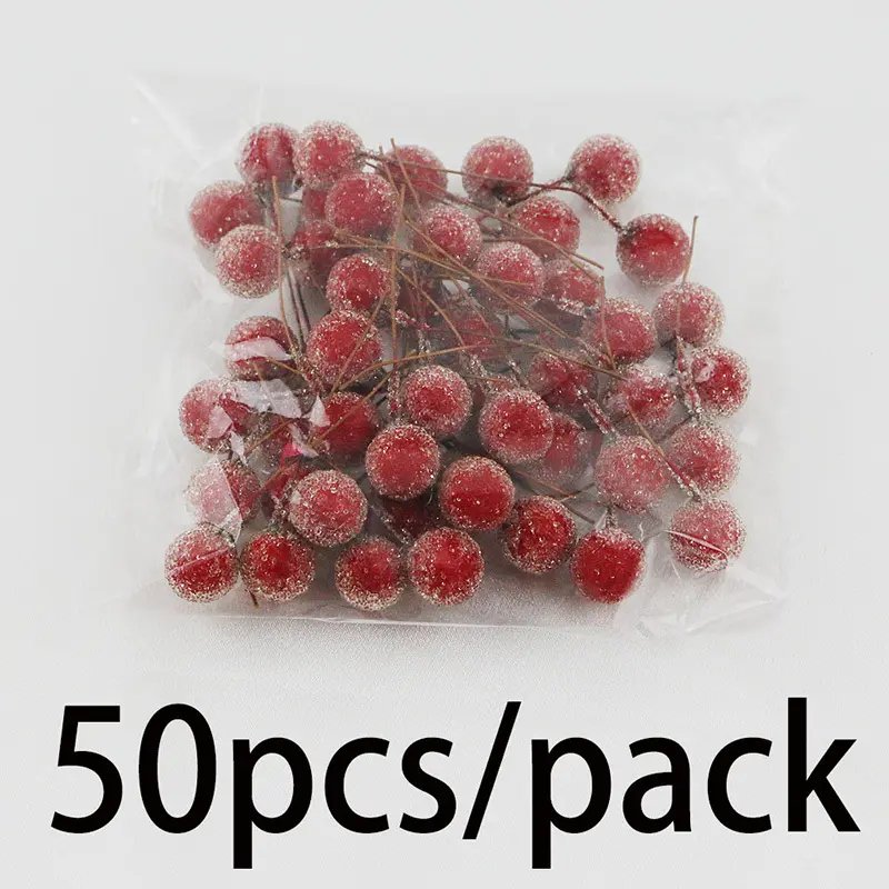 (50 Pcs/pack)6cm Christmas Crystal Berry Single Artificial Fruit Decoration Xmas Tree Accessories Party DIY Christmas Gift DIY