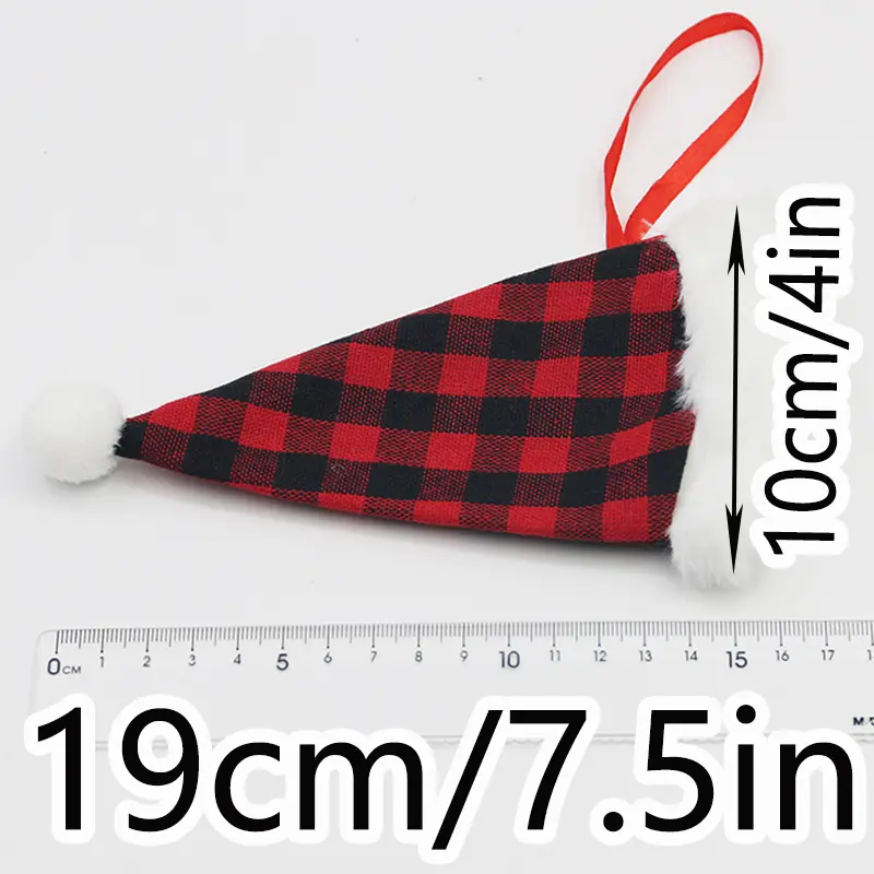 (2 pieces/bag) 19cm Christmas plaid plush cute knife and fork New Year celebration small gift decoration DIY