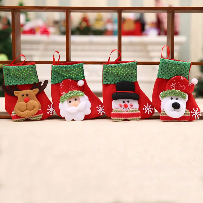 16cm*8cm Mini Christmas Socks Children's Party Supplies Holiday Pack Gifts New Year's Decoration Christmas Tree Pendant