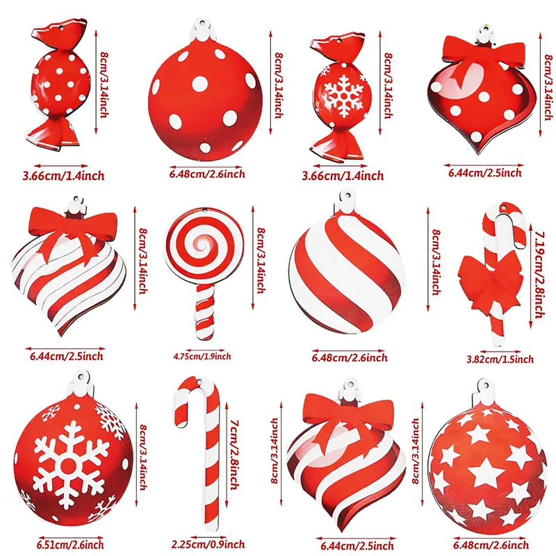 (12 Pieces/bag) Cute Little Pendants Christmas Lollipop Decoration Room New Year Holiday Decoration Scene Matching Pendant DIY