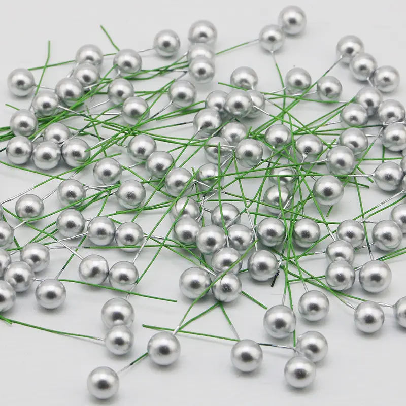 (100 Pcs/pack) 6cm Gold Silver Green Pole Berry Single Artificial Fruit Decoration Christmas Berry Accessories Party DIY Gift