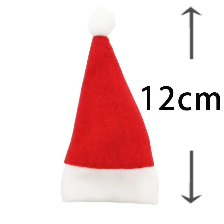 (10 Pcs/pack) 12*6cm Mini Christmas Hat For Red New Year Decoration Handmade DIY Christmas DollsKids Gift Holiday Party Supplies