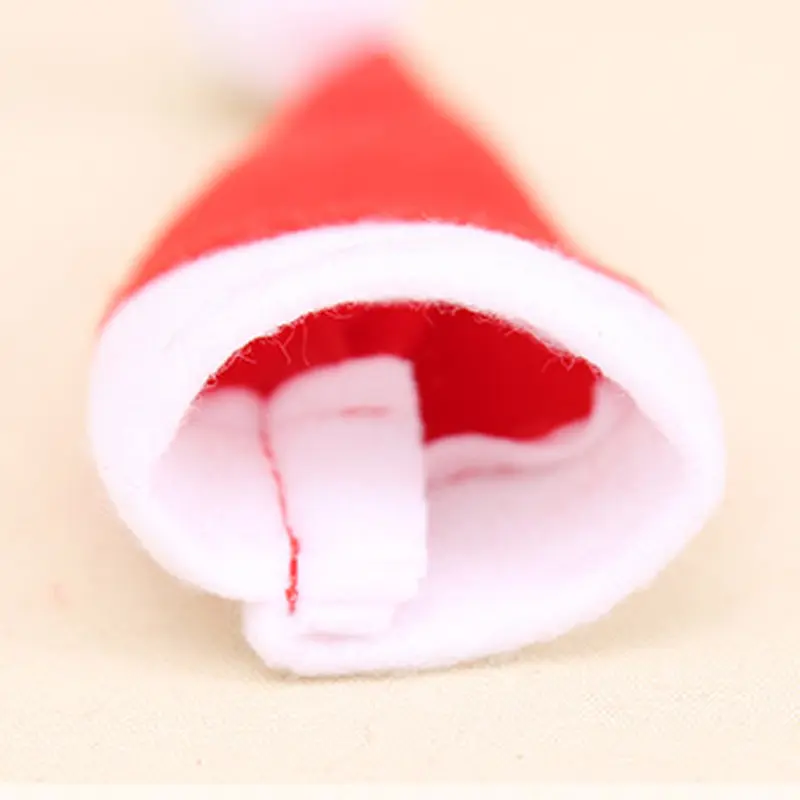 (10 Pcs/pack) 12*6cm Mini Christmas Hat For Red New Year Decoration Handmade DIY Christmas DollsKids Gift Holiday Party Supplies