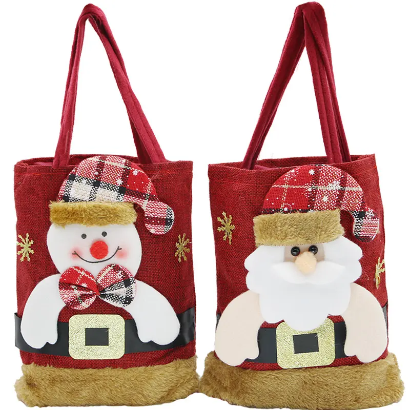 (1 Piece/bag) 20cm Cute Santa Claus New Year Gift Bag Fruit Convenience Bag Children's Small Gift Candy Storage Bag