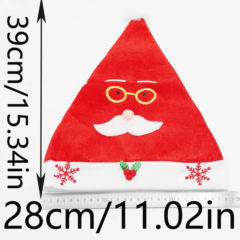 (1 Piece/bag) 28cm Oversized Soft Skin Friendly Red Gold Velvet Christmas Children's Hat New Year Room Decoration DIY