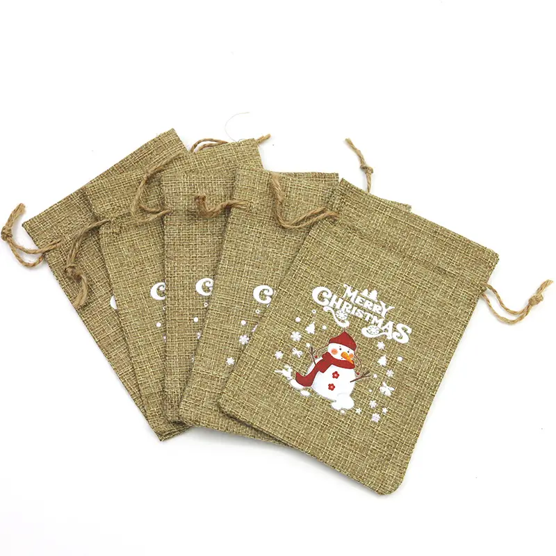 (5 Pcs/bag)10*15cm Santa Claus Gift Bag Mascot Decoration New Year Tree Pendant Carry With You Lucky Bag Linen Bundle Pocket